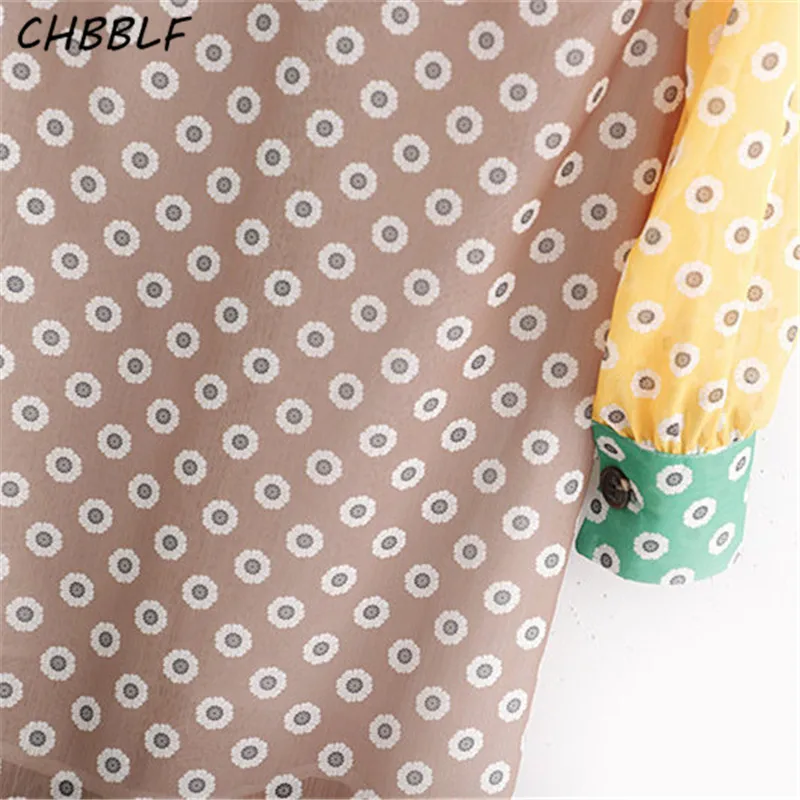 CHBBLF women color patchwork shirt dress long sleeve stand collor female casual chic midi dresses vestidos POP2378 | Женская одежда