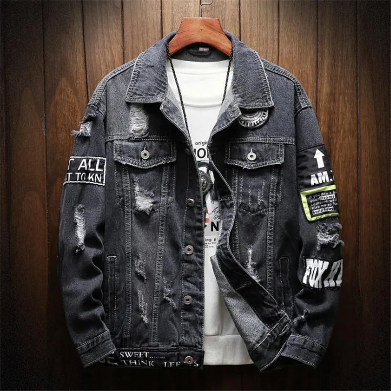 Новый хип-хоп мужские рваные джинсы с лентой куртки вымытые человек Джастин