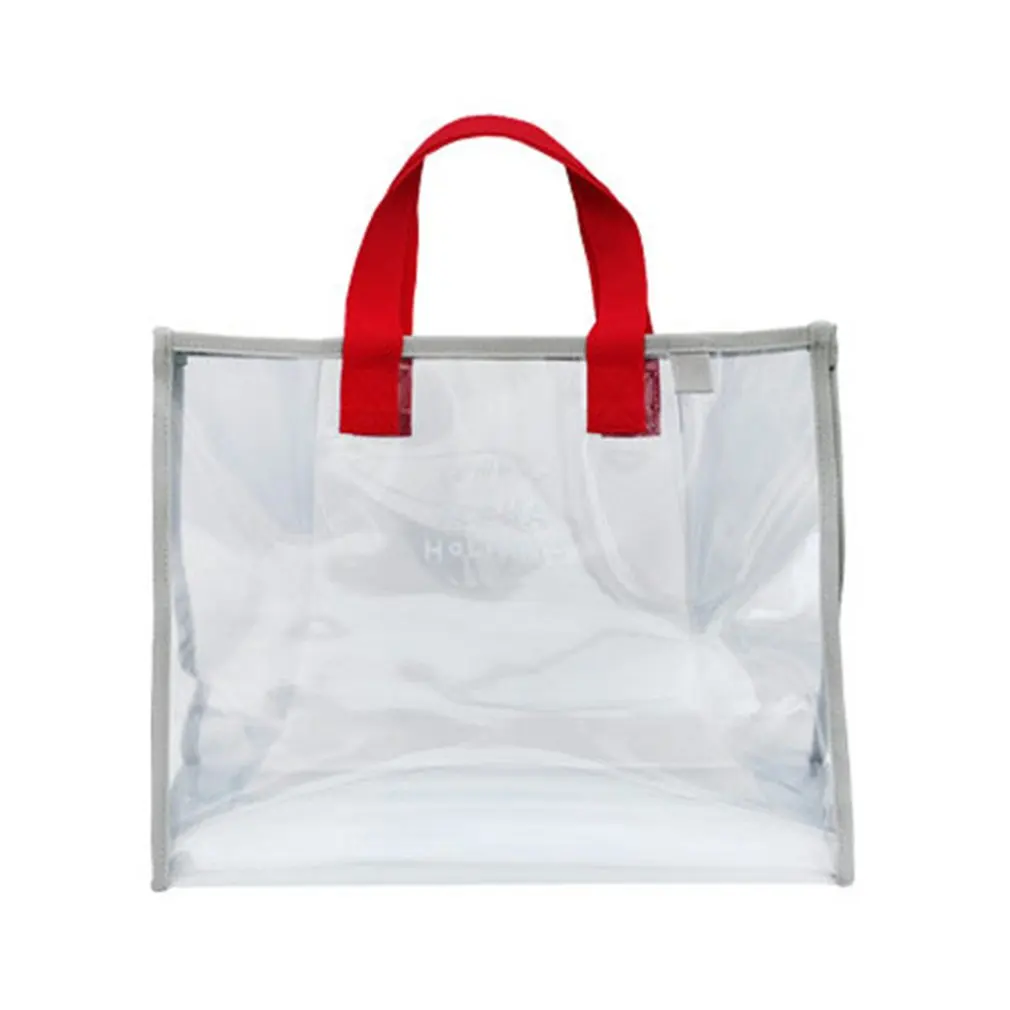 

Women Transparent PVC Vertical Handbag Swimming Bag Portable Beach Bag Travelling Storage Bag with Hanging Buckle
