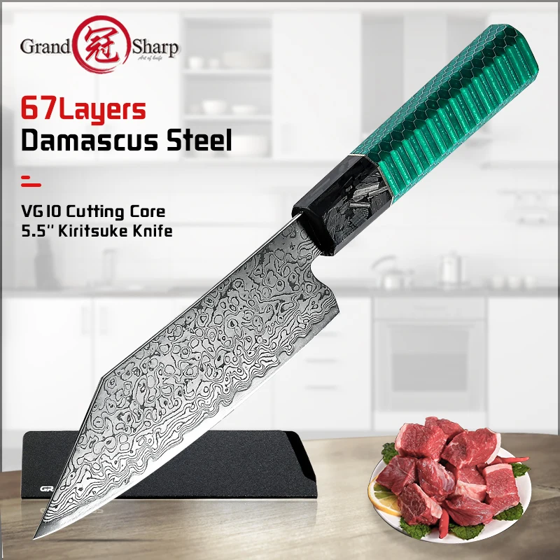 Grandsharp 5 дюймов нож Bunka VG10 67 слоев дамасская сталь кухонные ножи шеф-повара Kiritsuke