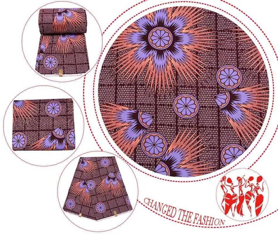 

Wholesale 6 Yards African Ankara Wax Fabric Pure Polyester Breathable African Wax Fabric Prints for Party Suitable Spring Summer