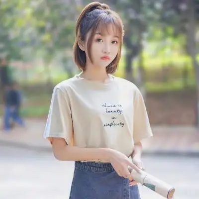 

Fashion Women Tops T-shirts Female 2019 gray Summer
