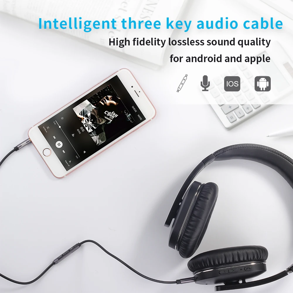 Buy AUX audio cable control connection line mark wind voice public to computer speaker headset mobile phone on