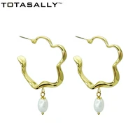 totasally baroque stylish vintage irregular simulated pearl flower dangle earrings womens party show drop earrings jewelry