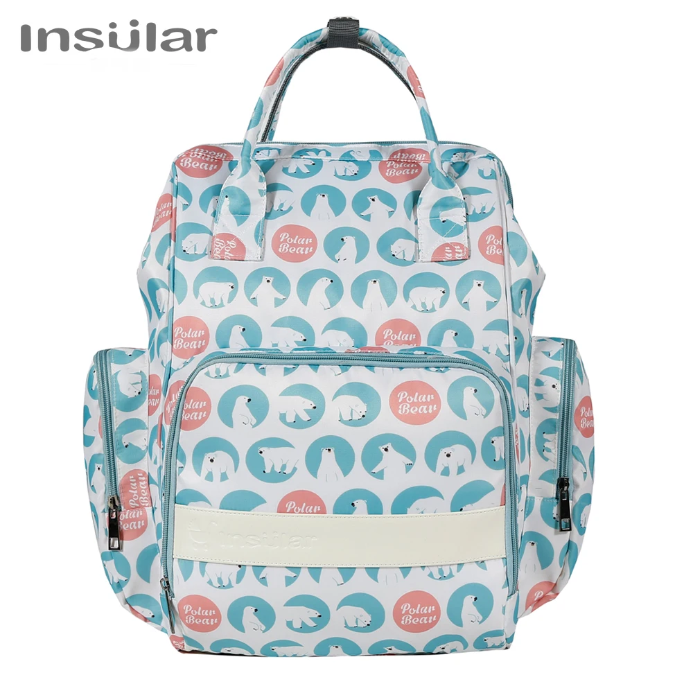 

Fashion Waterproof Nylon Printed Mommy Bag Large Capacity Backpack Handbag Mother and Baby Outing Hanging Carriage Diaper Bags