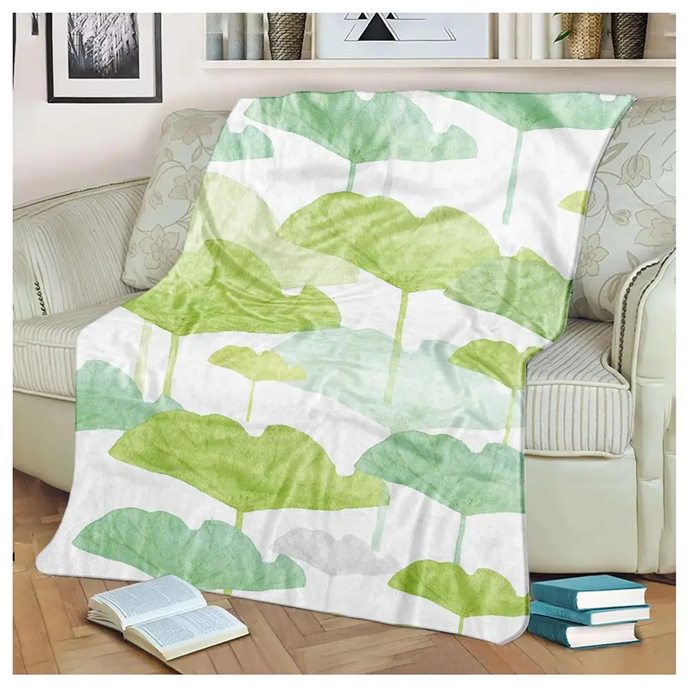 

Watercolor Leaves Pattern Flannel Throw Blankets Double-sided Fleece Blanket