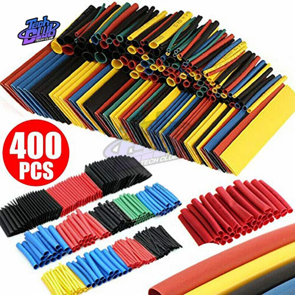 400 шт./лот термоусадочная трубка из полиолефина 8 размеров 1 14 мм 2:1 провод