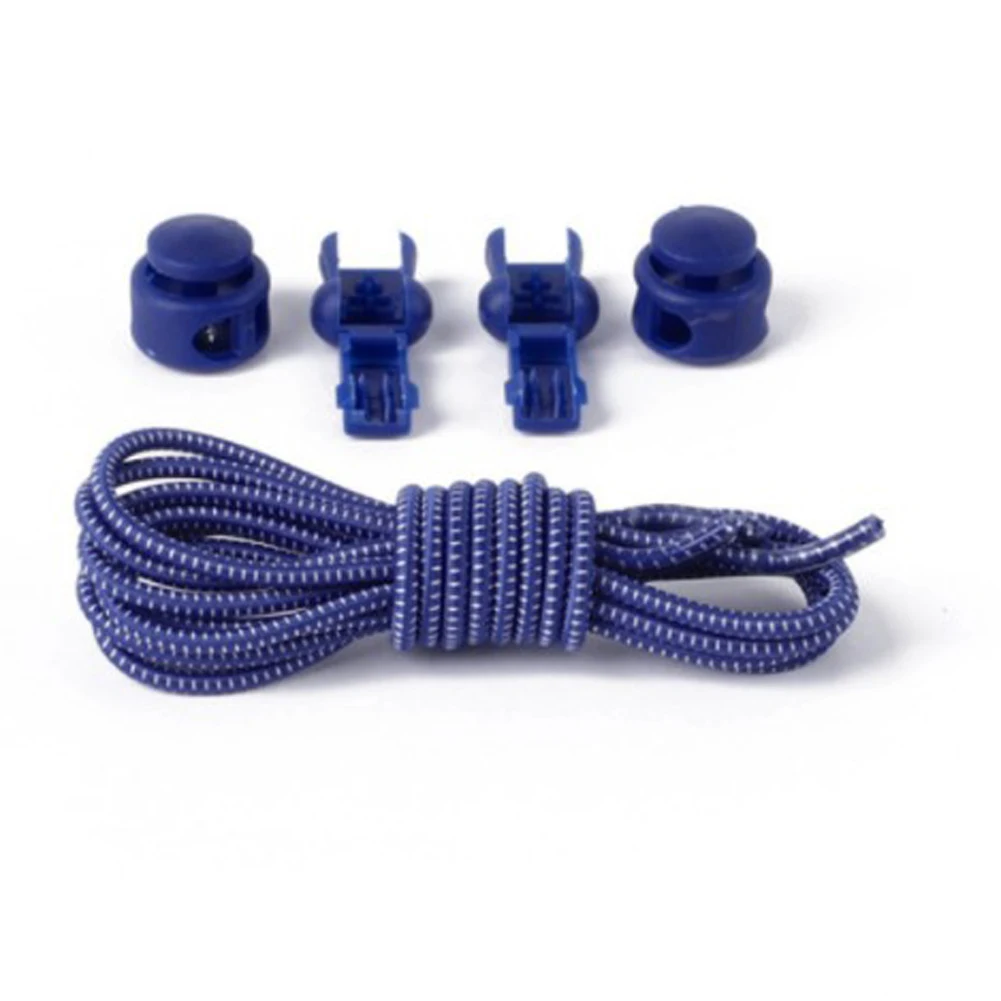 dark blue Новинка, 1 пара, фиксирующий башмак, шнурки, унисекс, эластичные шнурки для кроссовок, спортивные шнурки, для женщин, мужчин, ленивые, яркие цвета, шнурки, красные, черные - Цвет: dark blue