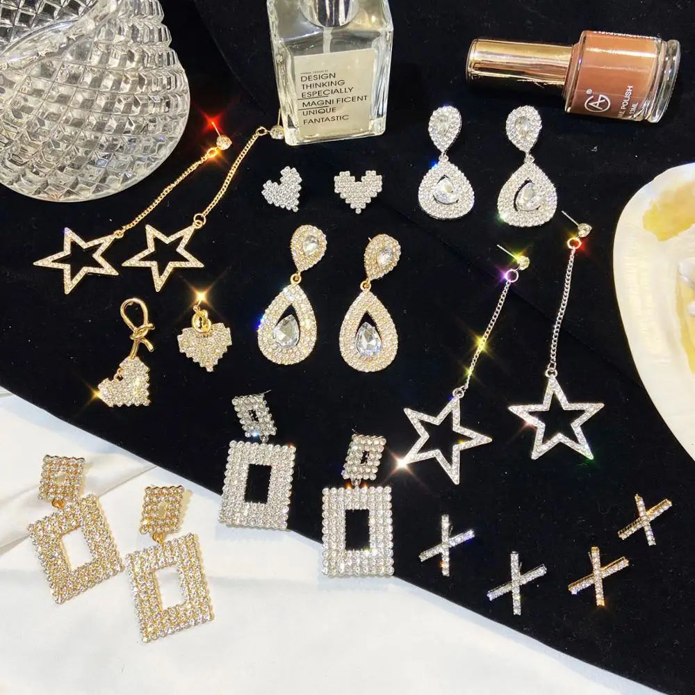 Женские свадебные серьги элегантные с кристаллами модные ювелирные