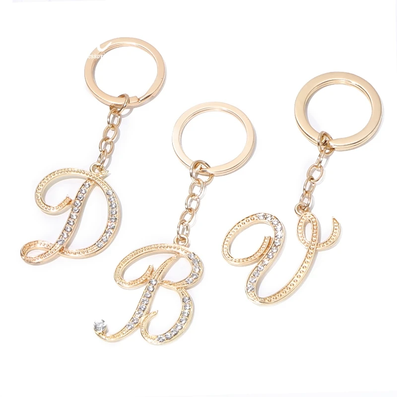 Брелок с подвеской KOMi K1773 цепочка для ключей инициалами 26 буквами из сплава