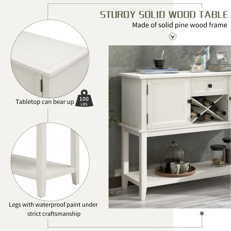 Деревянный столик-консоль с винной полкой открытая полка буфет для хранения