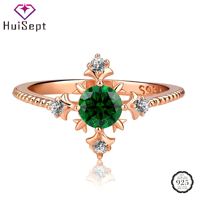 Кольцо из розового золота с изумрудом и цирконом серебро 925 пробы | Украшения