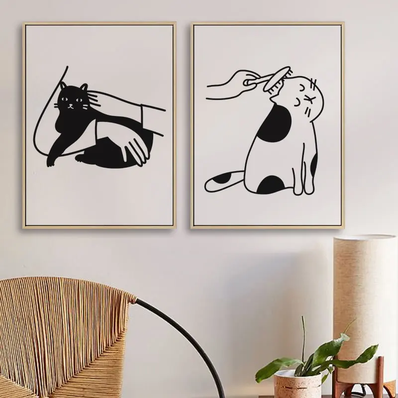 Плакаты и принты милых мультяшных животных кошек Художественная Картина на