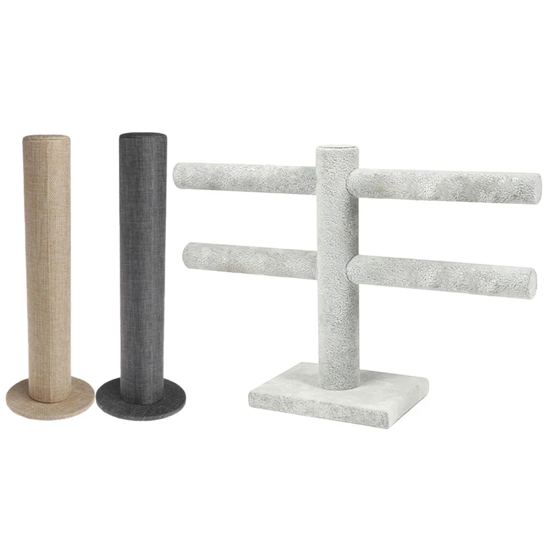 

3Pcs Bracelet Display Holder Jewelry Receiving With Velvet T-Bar Jewelry Bracelet Necklace Display Stand Holder Gray