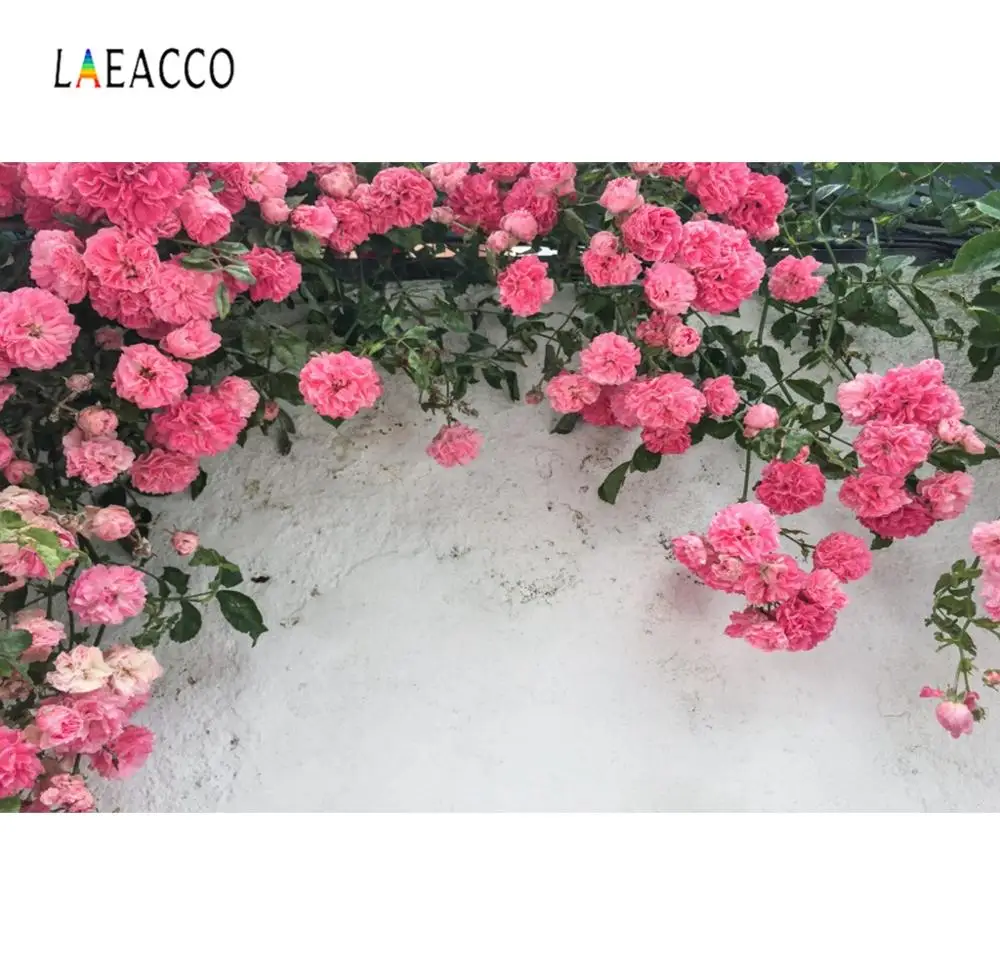 Розовые весенние фоны Laeacco для фотосъемки Фотофон с цементной стеной детского