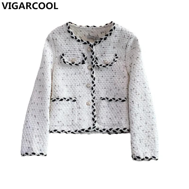 

Hepburn style Ladies temperament Jacket small incense style short Jacket Female 2021 Autumn New casual Korean tweed Jacket Women