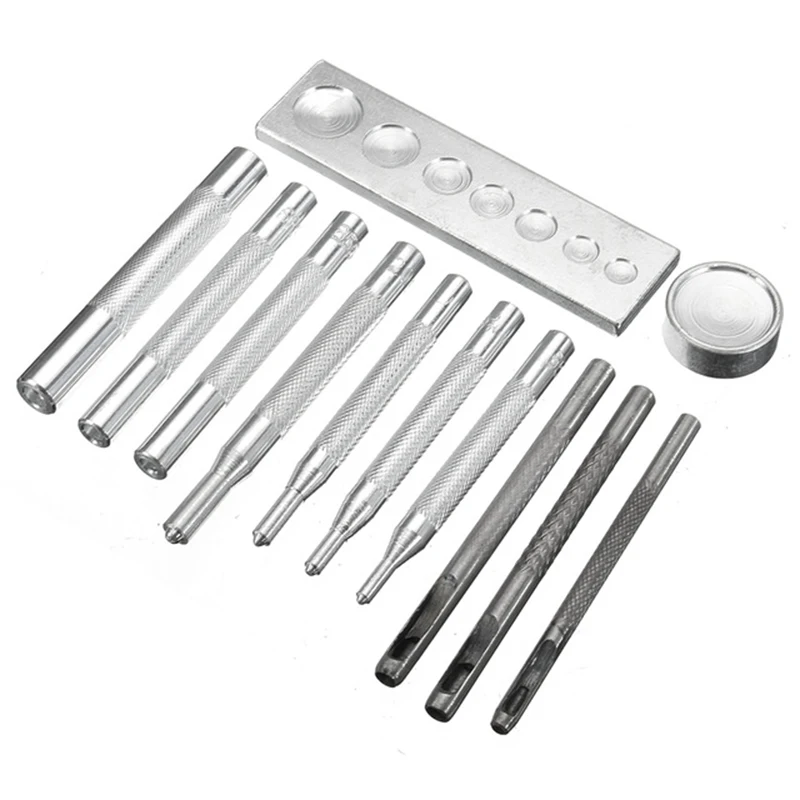 

12pcs Snap Rivet Fastener Buttons Installation Tool Kit for Leather Crafts Hand Punch Tool Set DIY Material Accessories