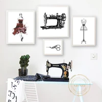 sewing machine mannequin fashion poster modern minimalist wall art canvas painting home decoration living room clothing store