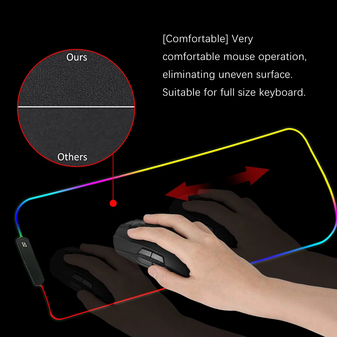 

Anti-Slip RGB LED Gaming Mouse Mat Pad For PC Laptop Rubber Base