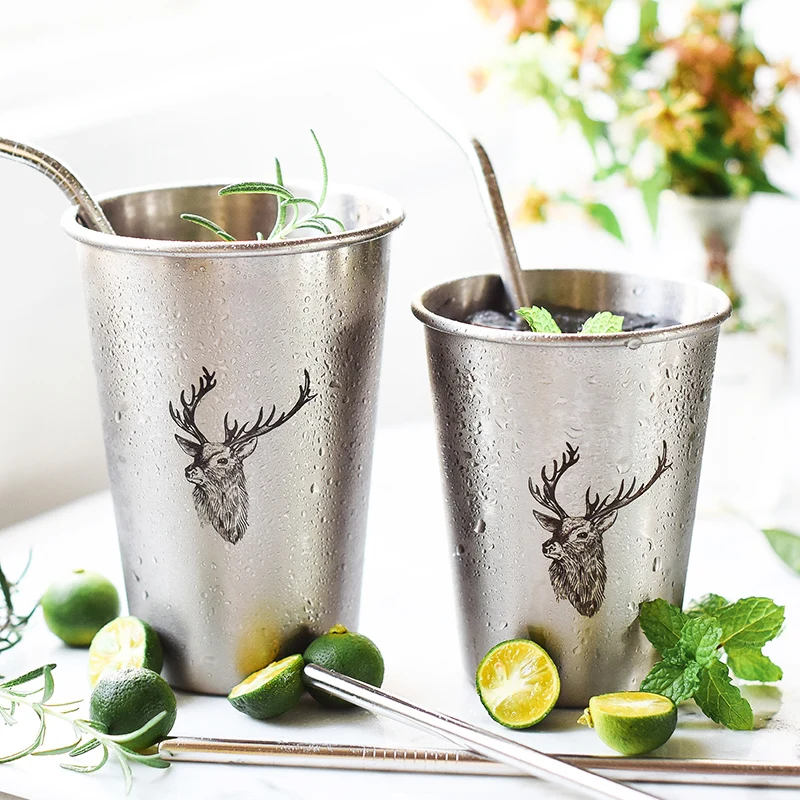 1 шт. чашка из нержавеющей стали пивная кружка с милым принтом животных