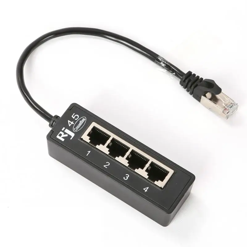Ethernet адаптер RJ45 1 штекер 4 гнезда удлинитель для кабеля LAN|Компьютерные кабели и