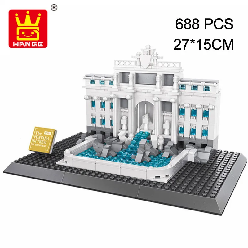 WANGE строительные блоки Всемирно известная архитектура фонтана Ди Треви римского