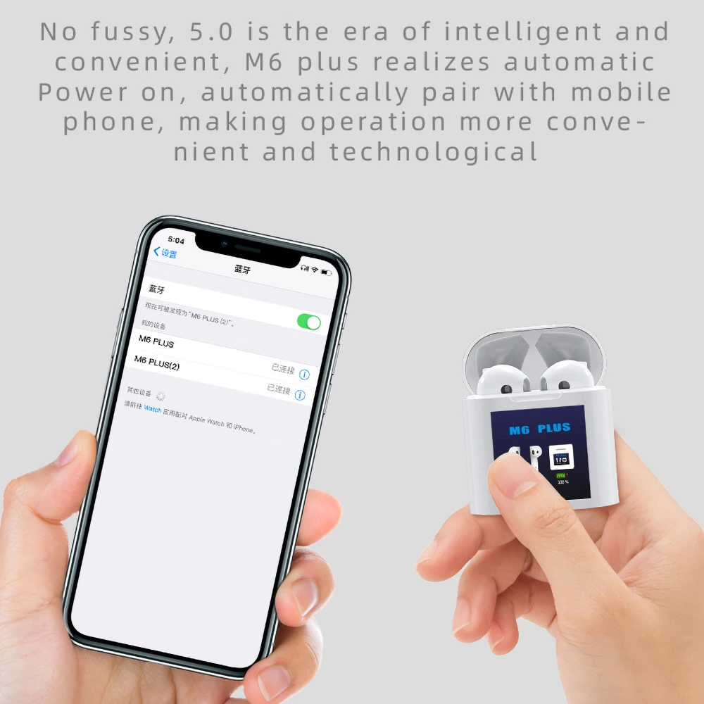M6 плюс наушники-вкладыши TWS беспроводные наушники коснитесь управление двойной