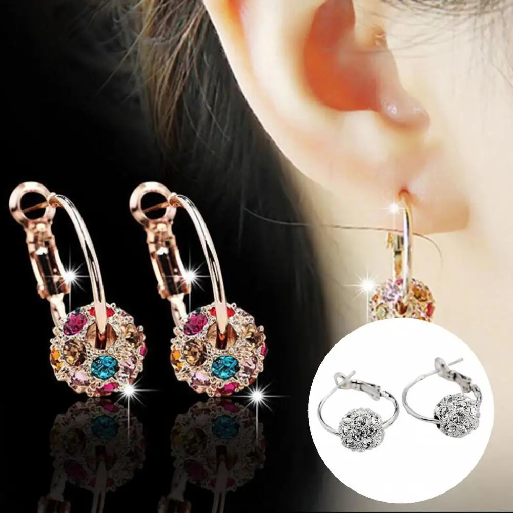 

Круглые серьги-кольца 1 пара, Великолепные блестящие серьги-кольца, прочные висячие серьги, креативные для невесты