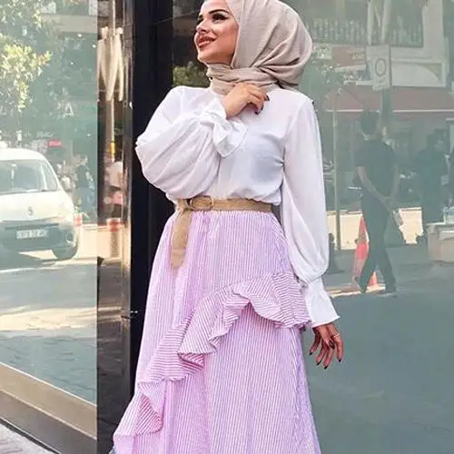 2019 осенние белые топы мусульманская модная блузка Женская стильная Элегантная