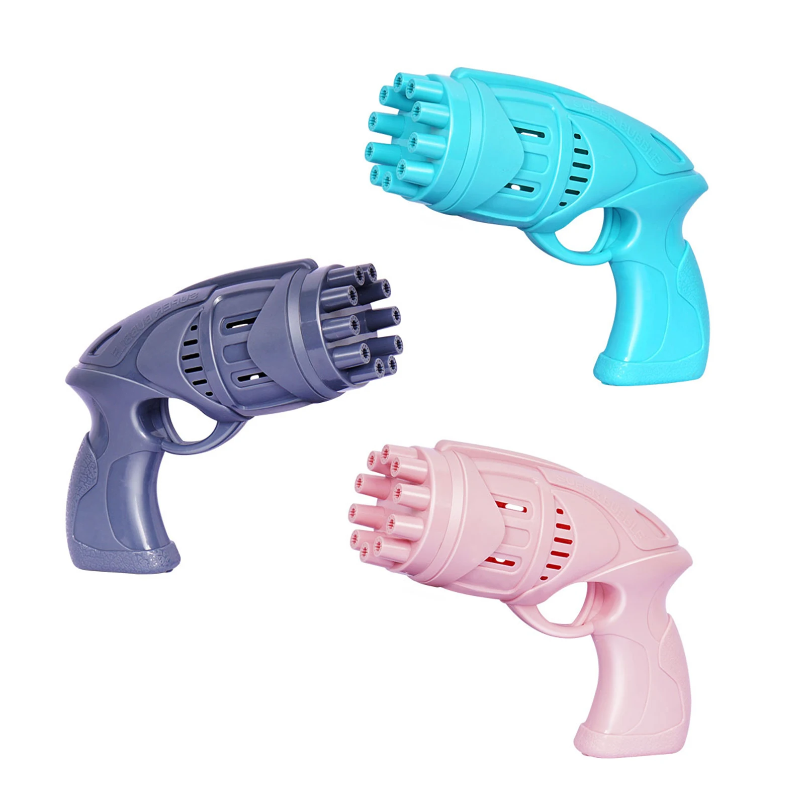 M&aacute;quina de burbujas Gatling 2 en 1, ventilador de pistola de burbujas el&eacute;ctrico de 10 agujeros-0