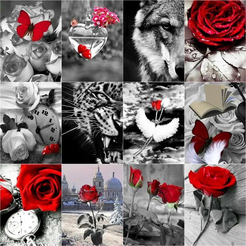 

RUOPOTYy DIY Pictures By Number Flower Kits Drawing On Canvas Painting By Numbers Hand Painted Picture Art Gift Home Decor