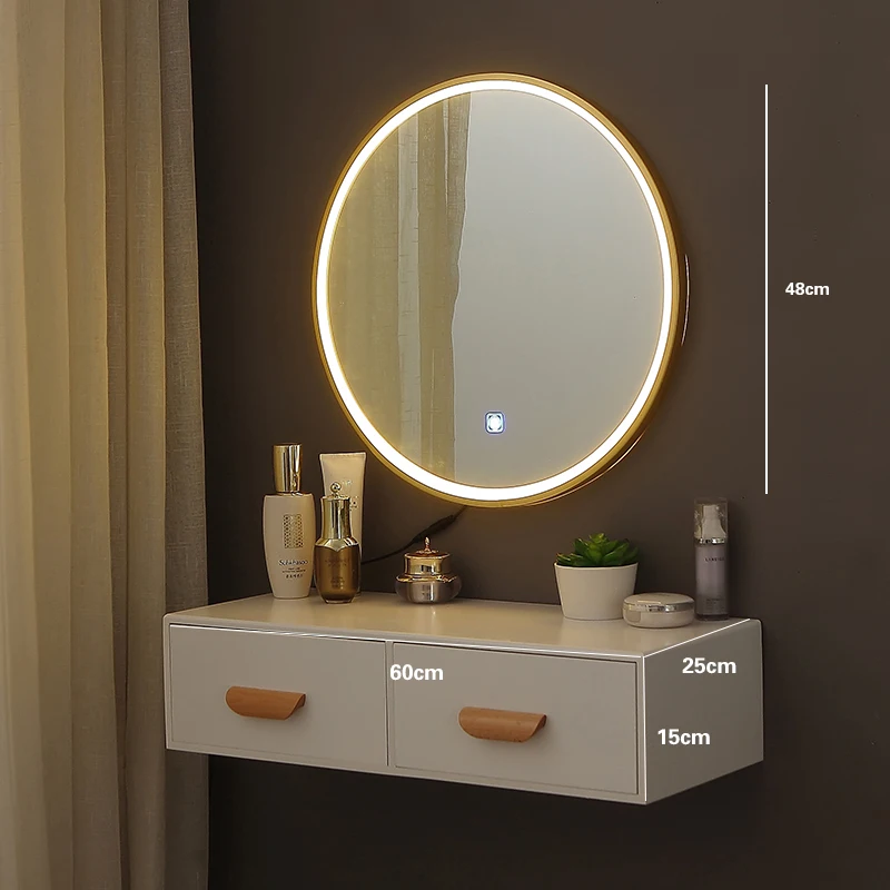

Модный туалетный столик с зеркалом, настенный туалетный столик для макияжа, для спальни, маленькой квартиры, простой деревянный мини-шкаф с ...