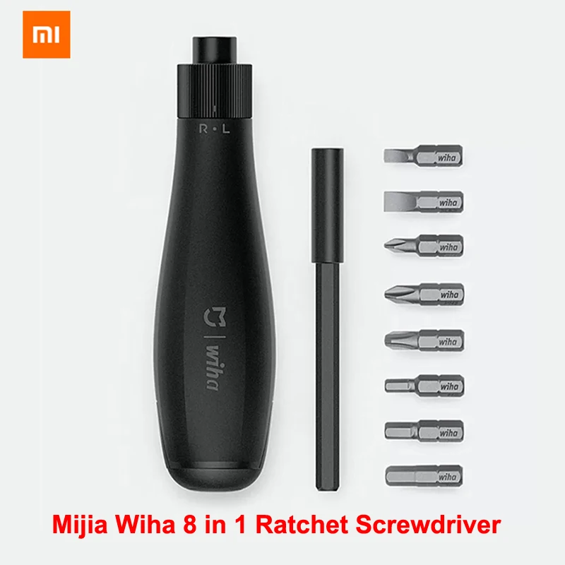Xiaomi Mijia Wiha 8 в 1 трещотка отвертка черный комплект прецизионные магнитные биты