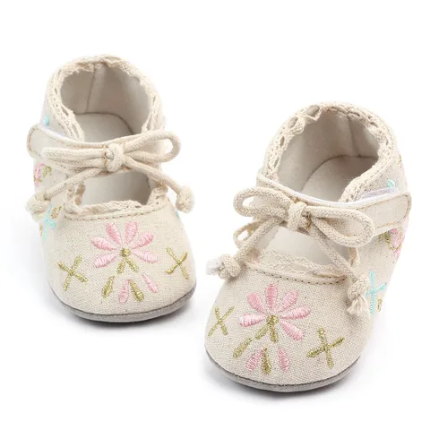 Обувь для девочек, хлопковая, с нескользящей подошвой, с цветочной вышивкой, весна-лето, детская обувь принцессы