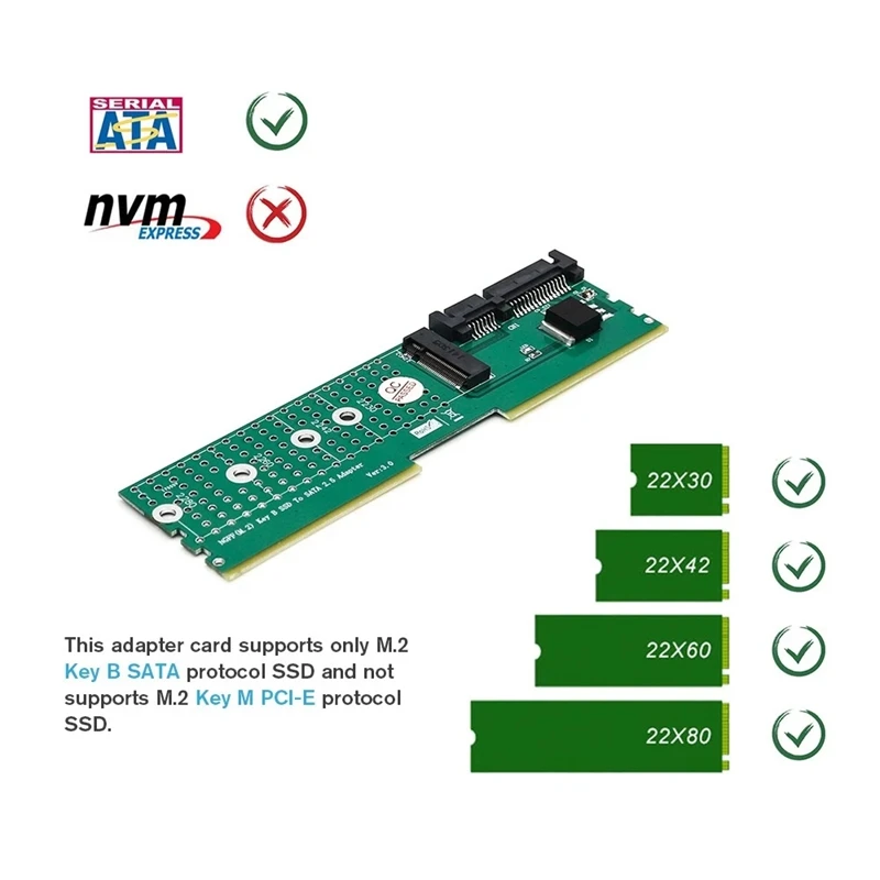 M.2 NGFF B-Key SSD to SATA Adapter DDR Memory Slot Expansion Board Raiser Riser Card Support 2230 2242 2260 2280 M2 | Электроника