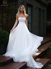 Женское свадебное платье без бретелек, длинное ТРАПЕЦИЕВИДНОЕ ПЛАТЬЕ с длинным шлейфом, белое богемное платье невесты для беременных, женское пляжное платье невесты, 2022
