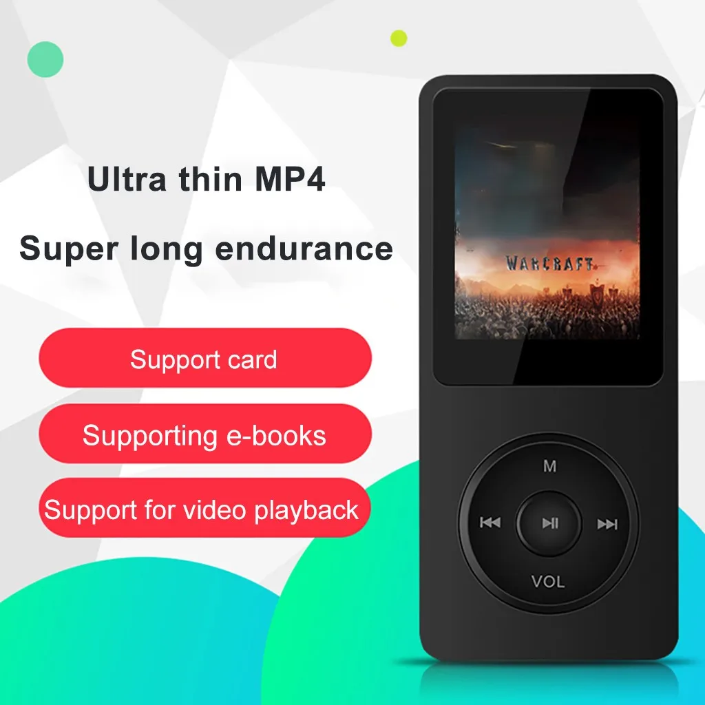 Hi-Fi мини воспроизведение MP3 MP4 без потерь Звук Музыкальный плеер fm-рекордер TF карта 80 часов