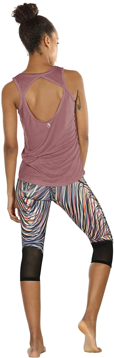 

Women Yoga Sports Tops Bra Vest- Activewear Workout Clothes Open Back Fitness Racerback Tank (2pcs)Quick Dry Slim Fit