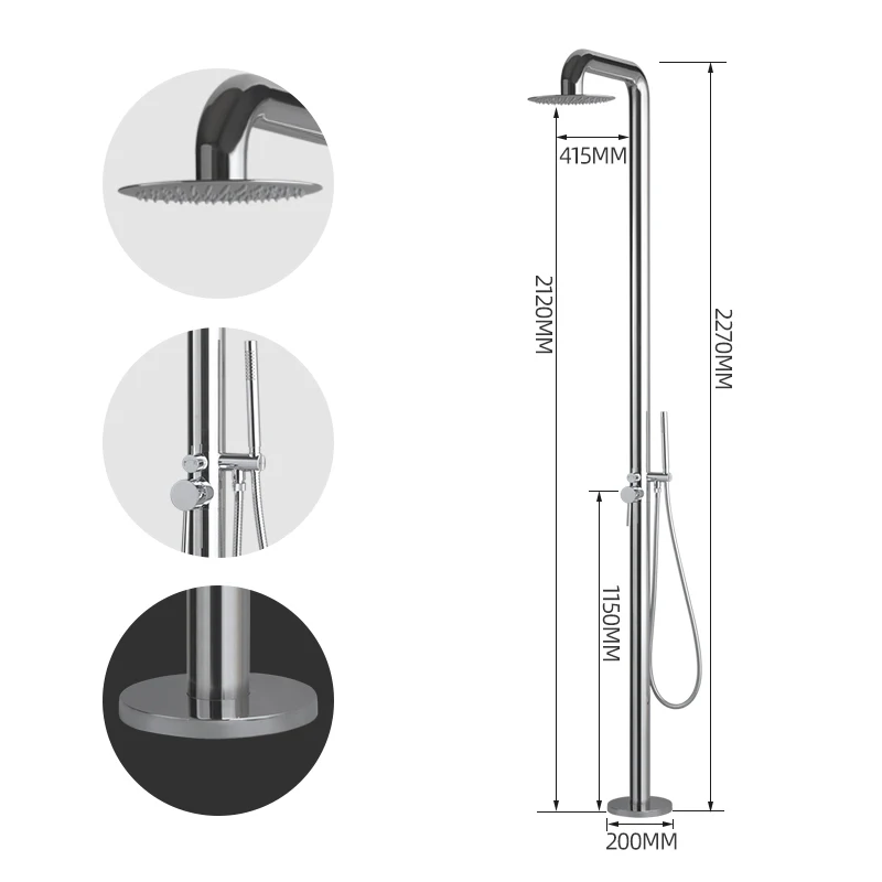outdoor faucet A01 Напольный смеситель для душа Матовый никель открытый смеситель для душа отдельно стоящий для ванной душевая колонна для пляжа сауна кран для душа комплект - Цвет: outdoor faucet A01