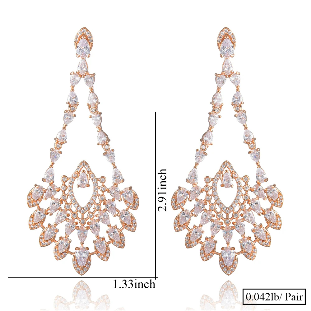 

missvikki Luxury Trendy Fine Bohemian fireworks Dangle Earrings Full Mirco Paved Cubic Zircon CZ Naija Wedding Earring Jewelry
