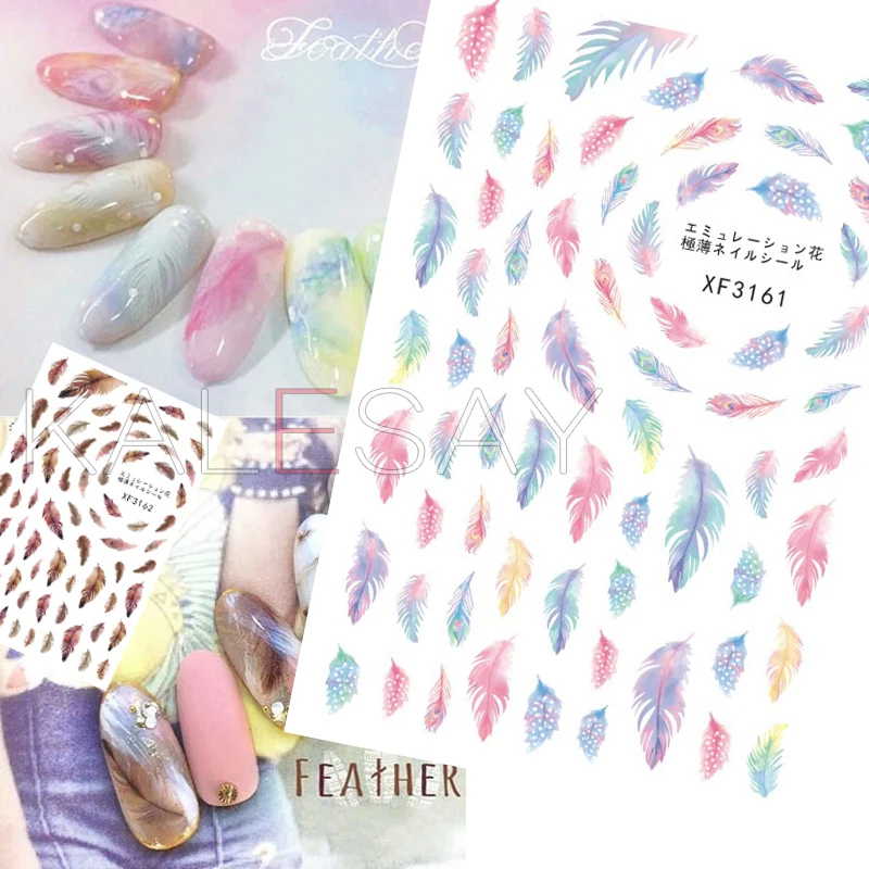 

Наклейка для ногтей с перьями мечты украшение для ногтей для маникюра 3D наклейки на спину клей перо дизайн ногтей Наклейка Арт обертывания