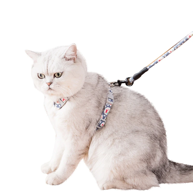 

Cat Dog Collar Harness Leash Adjustable Nylon Pet Traction Cat Kitten Halter Collar gato Cats Products Pet Harness Belt