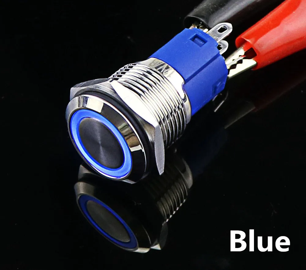 16 мм металлический кнопочный выключатель светодиодный 5V 12V 24V 110V 220V StainlessLess Сталь