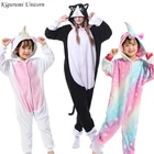 Детская Пижама для взрослых с единорогом, зимний фланелевый Пижамный костюм с котом и пандой для мальчиков и девочек, 2019