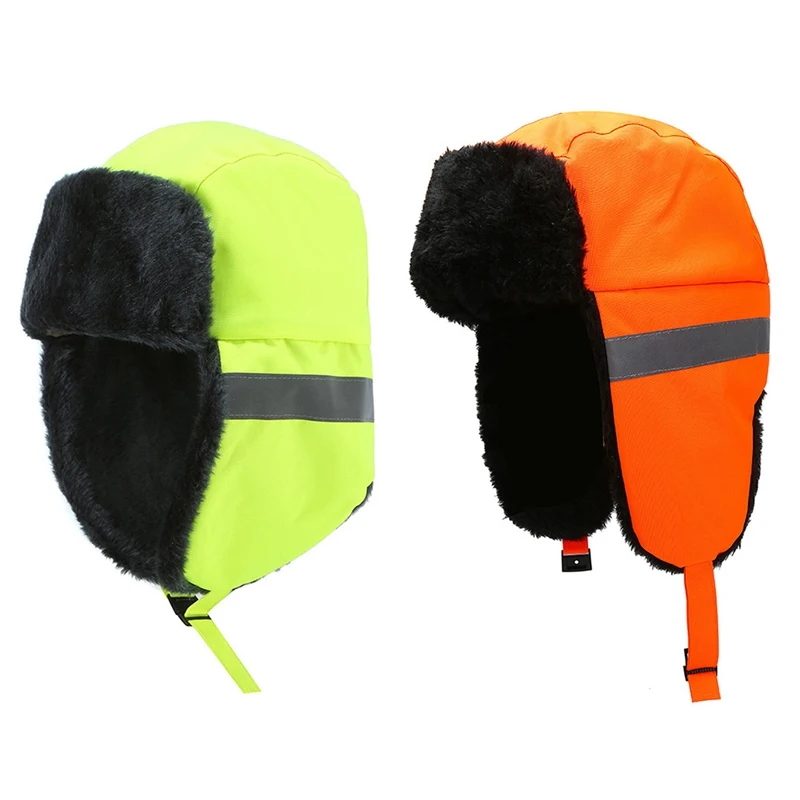 Шапки бомберы зимняя короткая Светоотражающая ветрозащитная Тепловая пушистая