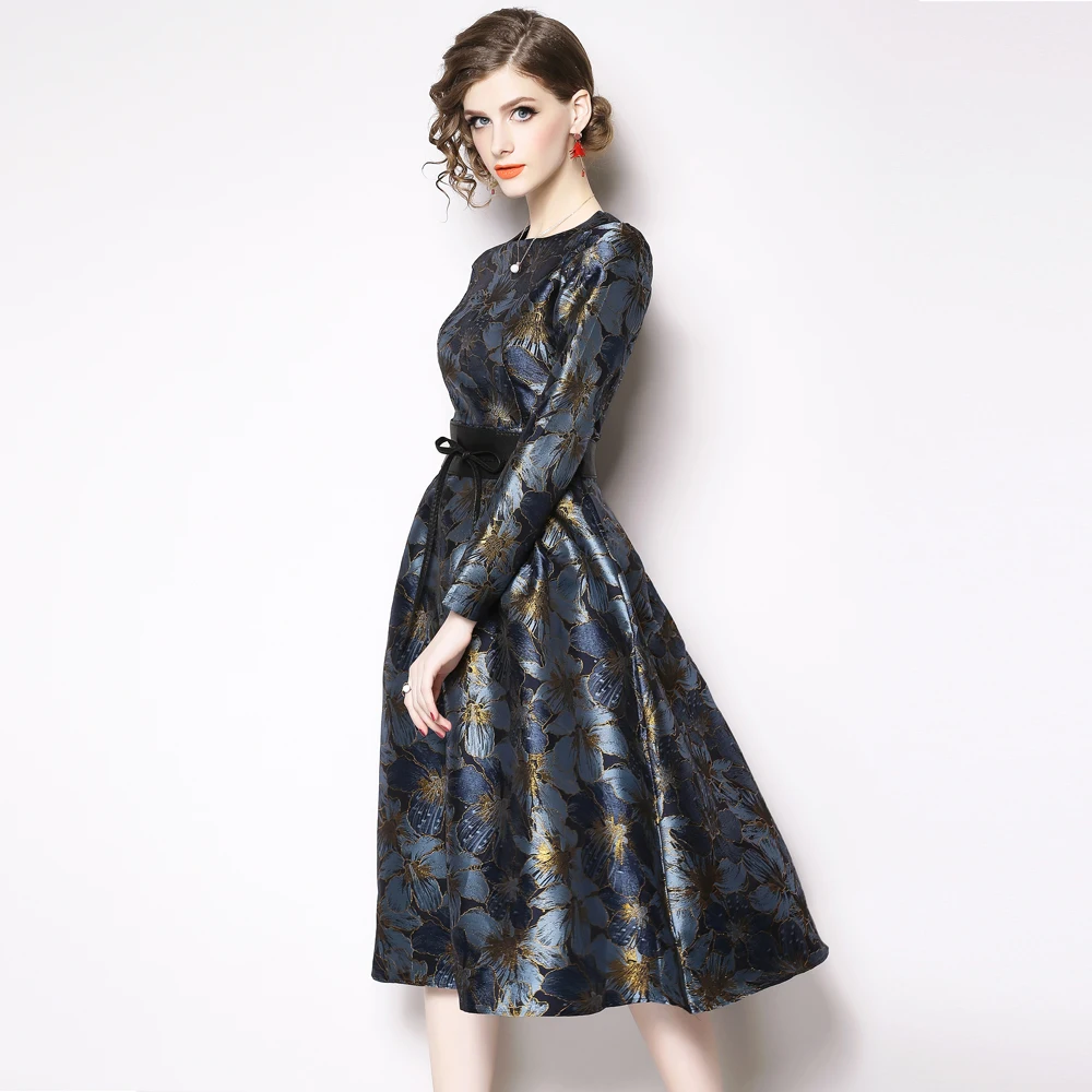 

Dresses Winter 2021 New Women's Clothing European Station Fashion High-end Jacquard Fabric Dresses Fashion Slim Dresses