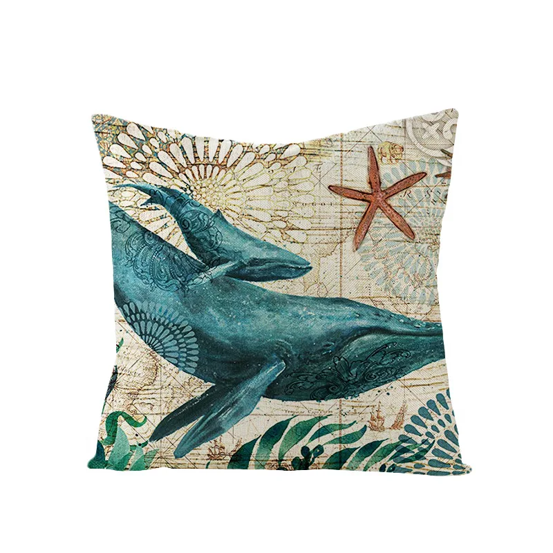 

Home marine life linen pillowcase combination car pillow cushion cover pillow case home decoration throw pillow throw pillows