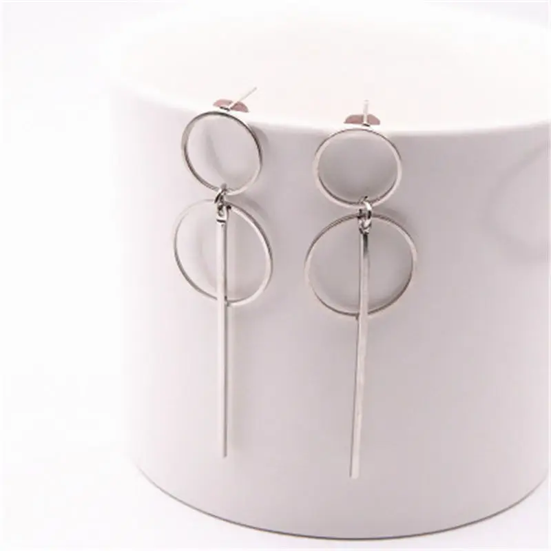 Новые корейские серьги для женщин панк Простые Модные обруча 2019 Длинные