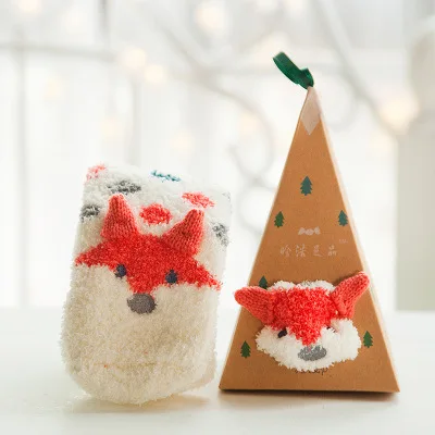 15 1pair fuzzy socks warm socks Embroidery Cartoon Casual Christmas Socks Towel socks Cute Sleep Socks Funny Socks Women kawaii Hot - Color: 15