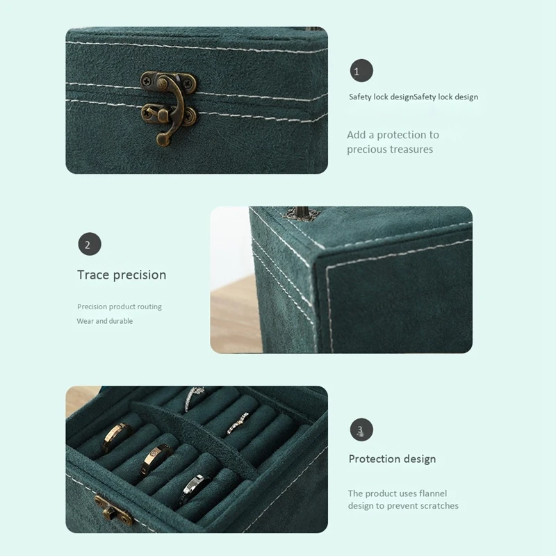 

Ins Wind Dark Green Large Capacity Multi-Layer Jewelry Storage Box Earrings Jewelry Necklace Jewelry Box